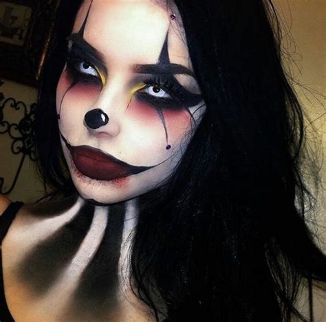 Black And White Clown Makeup With White Contacts For Halloween