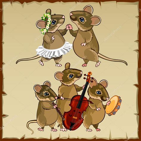 Set Of Dancing Mice And Musicians Stock Vector Image By ©antonlunkov