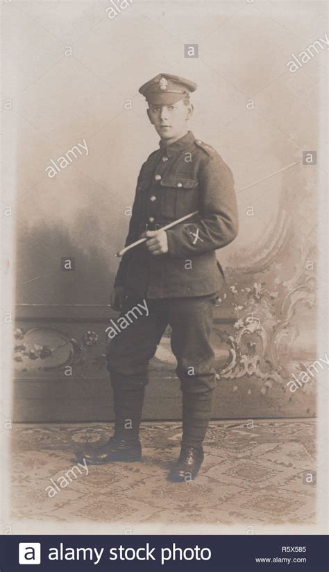 Vintage Photographic Postcard Of A Ww1 British Army Soldier Stock