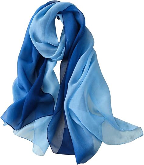 silk scarf for women 100 scarves lightweight ladies gradient color simple stylish 180 70cm blue
