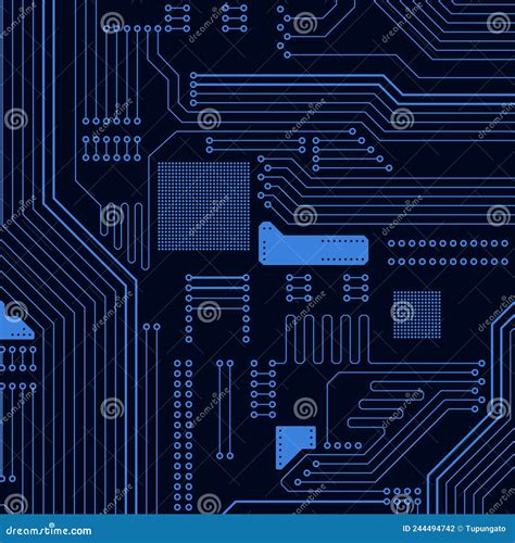 Blue Electronic Circuit Board Texture Stock Vector Illustration Of