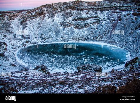 Kerid Crater In Winter Iceland Europe Stock Photo Alamy