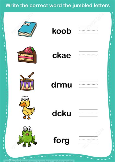 Free Word Unscramble Worksheets For Kindergarten Kindergarten All