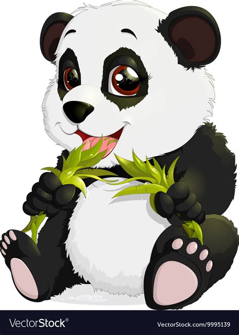 Very Cute Panda Eating Bamboo Royalty Free Vector Image