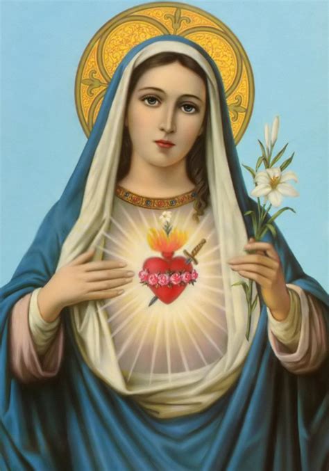 Immaculate Heart Of Mary Poster A4 Our Lady Virgin Mary Print Etsy Santísima Virgen María
