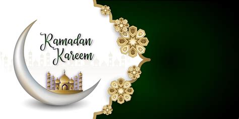 Ramadan Kareem Islamic Social Media Banner In Green And White 1040337
