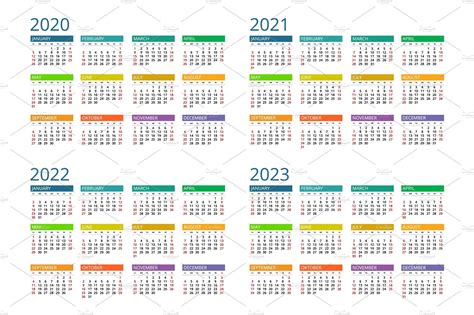 2020 2021 2022 2023 Calendar Custom Designed Textures ~ Creative