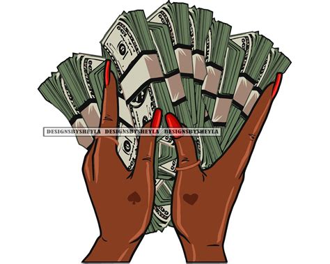 Afro Woman Hands Holding Stack Money Cash Dollars Hustle Etsy Australia