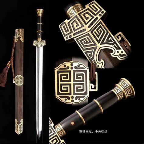 Boutique Collection Chinese Han Dynasty Battle Sword Full Tang Damascus