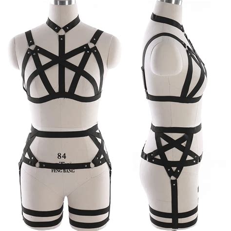 Body Harness Set Belt Garter Black Sexy Harness Women Suit Pentagram