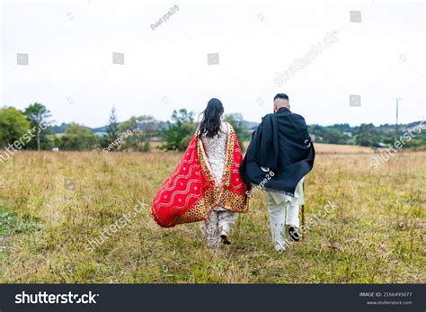 Indian Punjabi Couples Holding Hands Wearing Stock Photo 2166495677