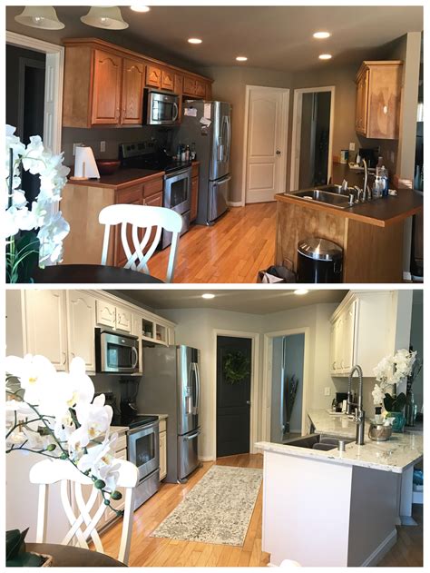 Kitchen before and after. Walls: Sherwin Williams Agreeable Gray. D… | Agreeable gray sherwin ...