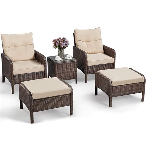 Outdoor Conversation Sets 5 Piece Patio Furniture Sets With 2