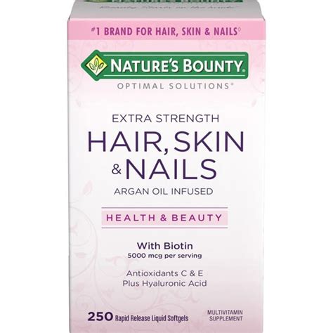 Natures Bounty Hair Skin And Nail Vitamins With Biotin Soft Gels 250