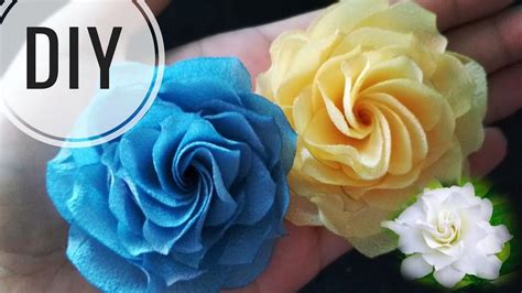 diy gardenia fabric flower tutorial rose handmade chiffon fabric flower youtube