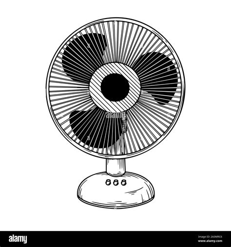 Realistic Sketch Electric Fan Isolated On White Background Vector