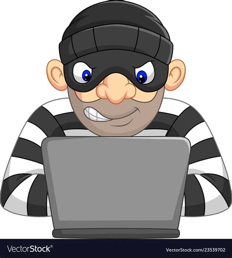Hacker Thief In Mask Stealing Personal Information