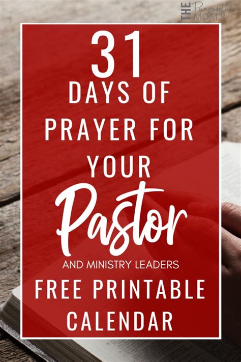 31 Days Of Praying For Your Pastor And Ministry Leaders Free Printable