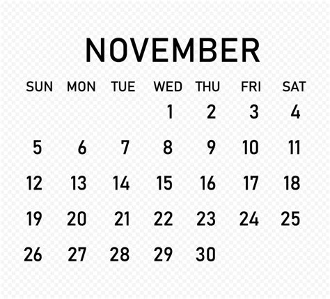 2023 November Black Calendar Png Citypng