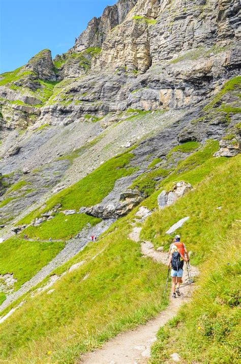 Hiking Trail In The Swiss Alps Photographed In The Summer Season