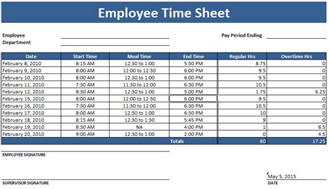 Employee Timesheet Template Weekly And Monthly