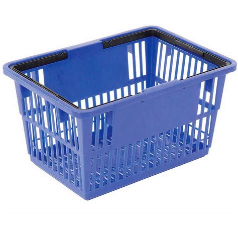 Blue Plastic Shopping Basket With Plastic Handle Large 19 38l X 13