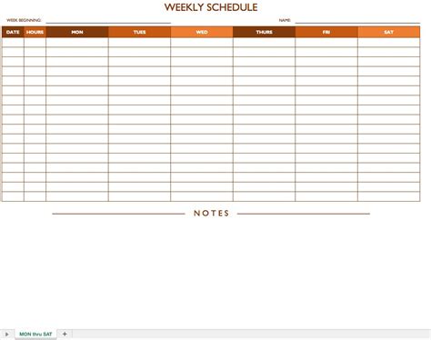 Blank Work Schedule Template Free Templates