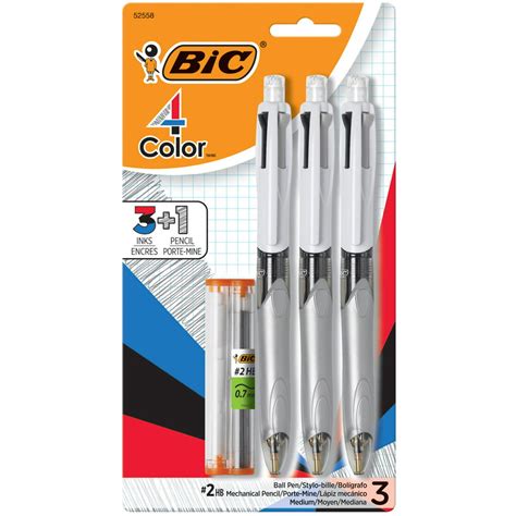 Bic 4 Color 31 Ball Pen And Pencil Medium Point 10 Mm 07mm Lead