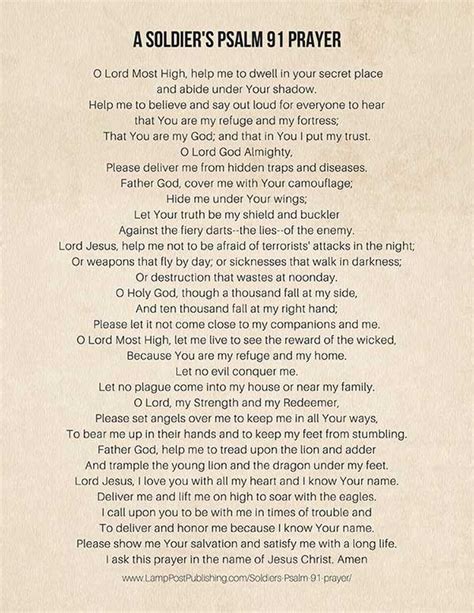Soldiers Prayer A Psalm 91 Prayer For Soldiers • Lamp Post Publishing