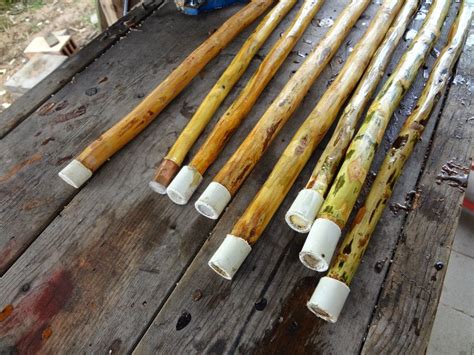 Several Sticks Are Lined Up On A Picnic Table