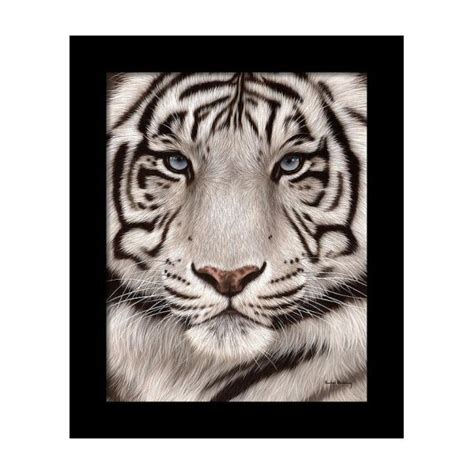 White Tiger Painting Framed Print Realistic Oil Painting Tiger