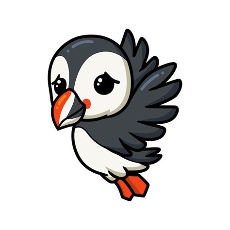 Premium Vector Cute Little Puffin Bird Cartoon Flying