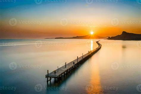 A Long Pier Stretches Into The Ocean At Sunset Ai Generated 30852048