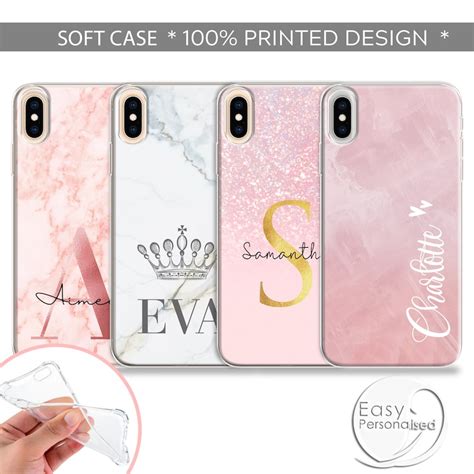 Personalised Phone Case Pink Marble Initials Custom Name Soft Etsy