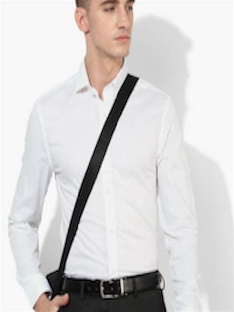 Buy Marks And Spencer Men White And Black Slim Fit Printed Formal Shirt