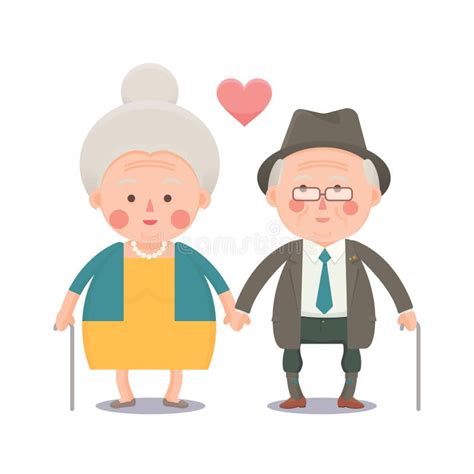 Happy Old Couple Holding Hands Stock Vector Illustration Of Together