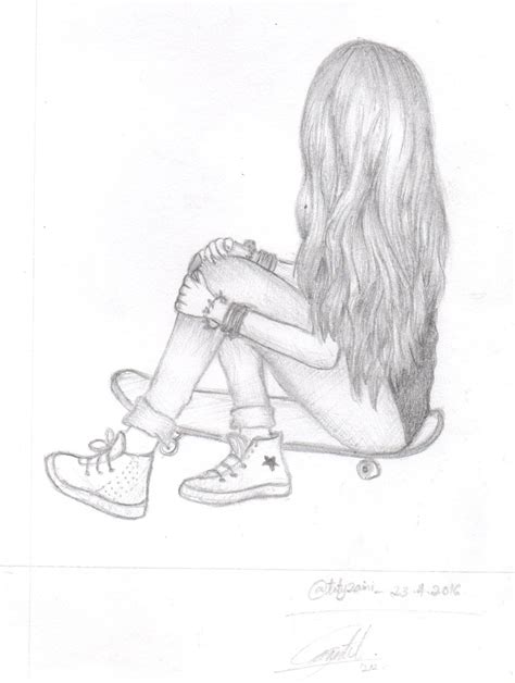 Sitting N Lonely Girl Sketch Girl Drawing Female Sketch