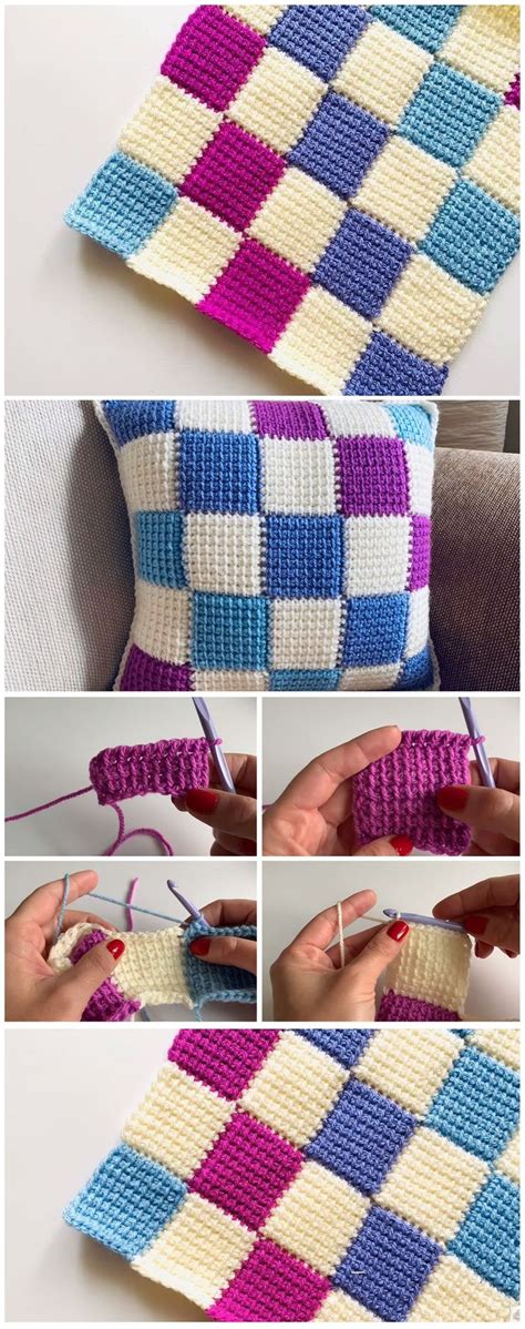 Crochet Entrelac Stitch | Entrelac decke häkeln, Kissenbezüge häkeln, Decke häkeln