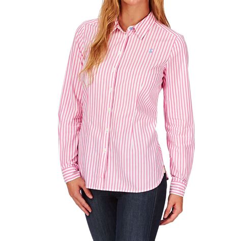 Joules Womens Kingston Striped Long Sleeve Casual Shirt Pink Size Uk