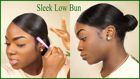 Sleek Side Low Bun On Relaxed Hair Tutorial Aalaire B Youtube