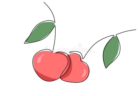 Cerise Continue Une Ligne Dessin Vectoriel De Fruit Illustration