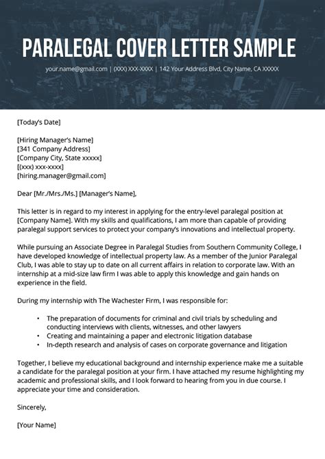 Paralegal Cover Letter Example Resume Genius Cover Letter Example
