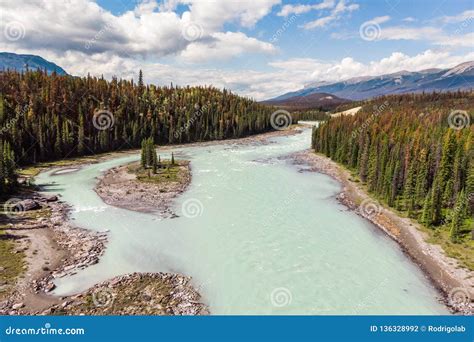 Aerial View Of The Bow River Banff National Park Alberta Canada