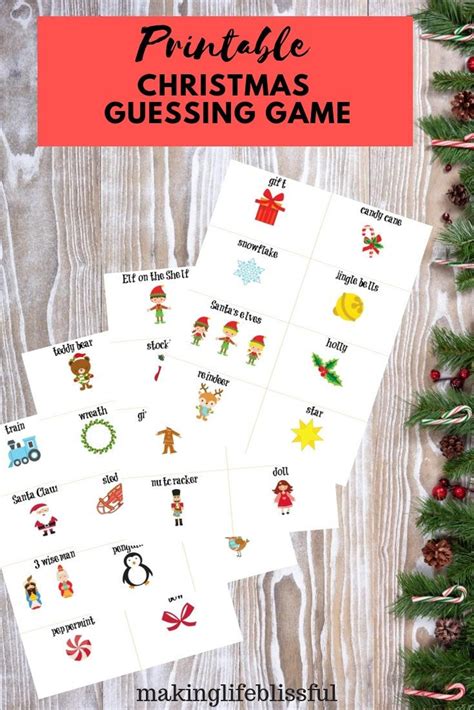 Christmas Charades Printable Guessing Game Christmas Party Etsy
