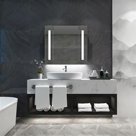 Aluminium bathroom mirror cabinets are incredibly sleek options that provide you with the potential to create a luxurious, modern and understated look. Quavikey 650 x 600mm LED Illuminated Bathroom Mirror ...