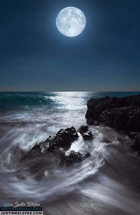 Super Full Moon Over Hutchinson Island Beach Florida By Justin Kelefas