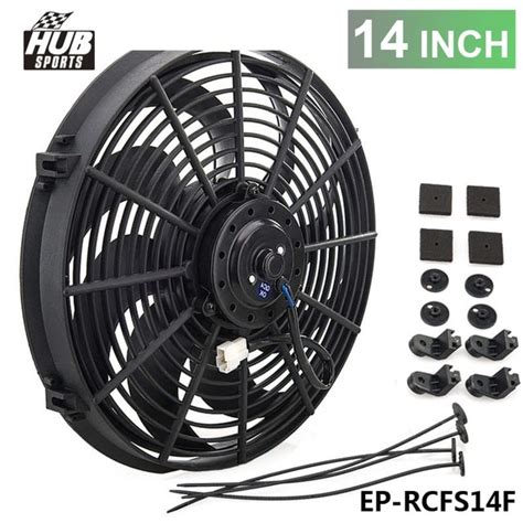 Racing Car Universal 12v 14 Electric Fan Curved S Blades Radiator Cooling Fan Hu Rcfs14f In
