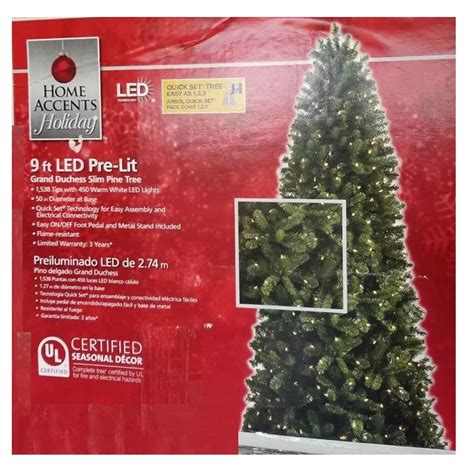 9 Ft Led Pre Lit Grand Duchess Slim Pine Artificial Christmas Tree Wh