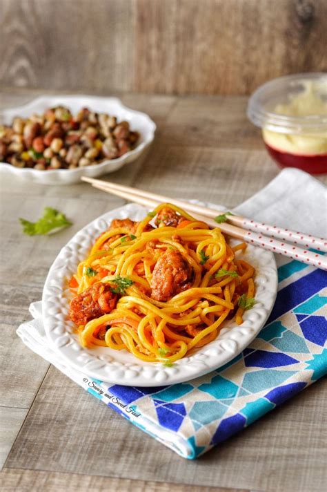 The meat is spicy, tender and easy to chew, and soup is red and bright. Spicy Chicken Chinese Noodles - Savory&SweetFood