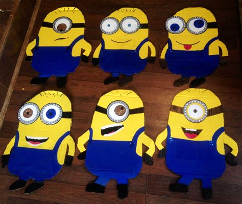 Homemade Minion Decorations From Cardboard Tracing And Cuting Out And